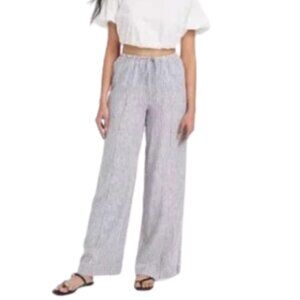 NWOT - A New Day - Linen Striped Wide Leg Pants size L